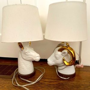 White and gold animal lamps